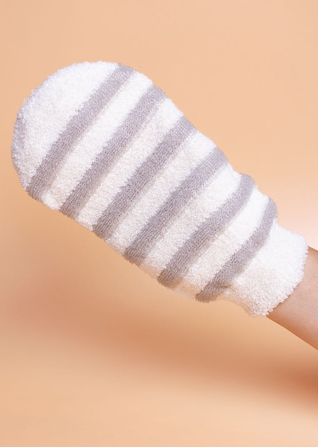 Washcloth with Exfoliating Strips.