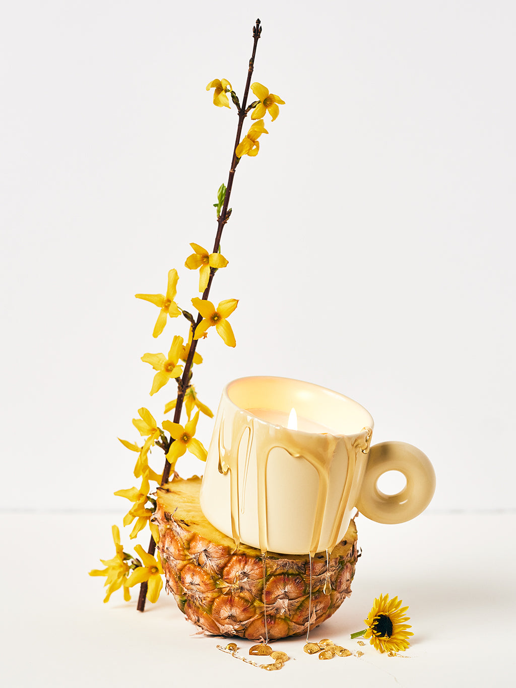 Bougie tasse jaune – Ananas & miel