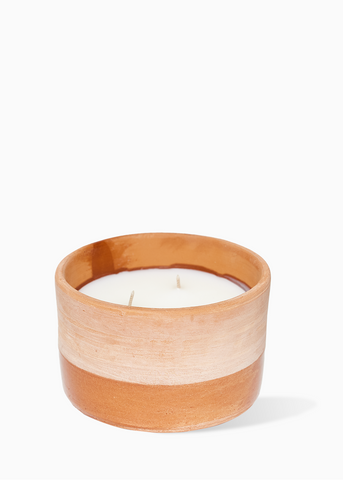 Bougie en poterie 3 mèches - BERGAMOTE + PATCHOULI