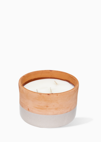 Bougie en poterie 3 mèches - JASMIN + FLEUR DE LUNE