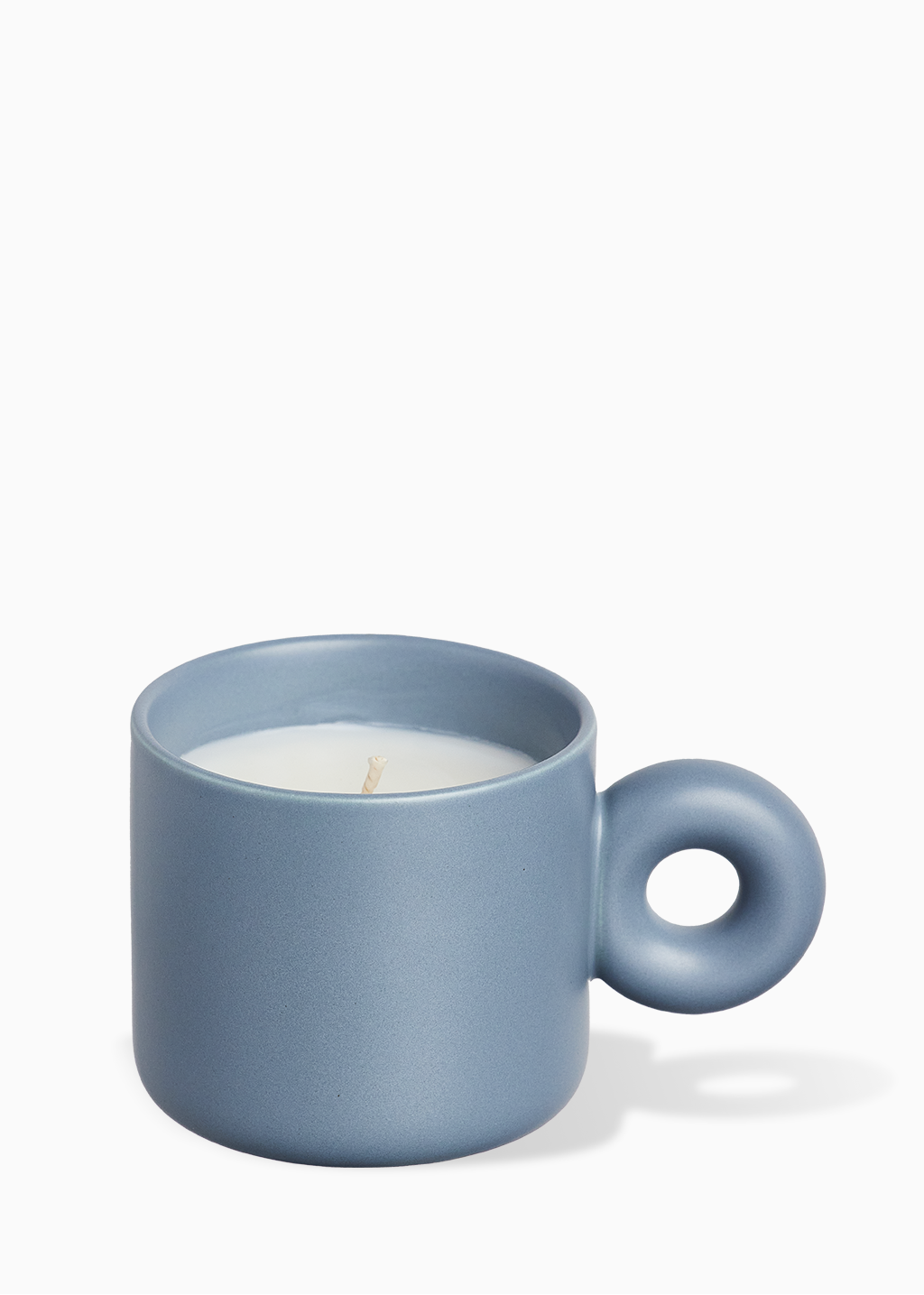 Blue cup candle - SOFT WOOL &amp; WHITE FLOWERS